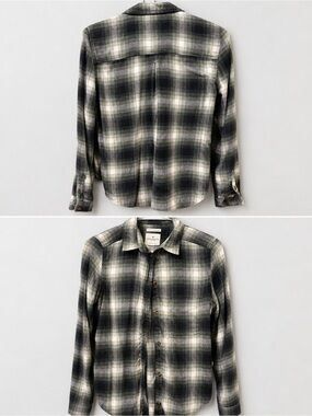 American Eagle Outfitters Black & White Plaid Button-Down Shirt